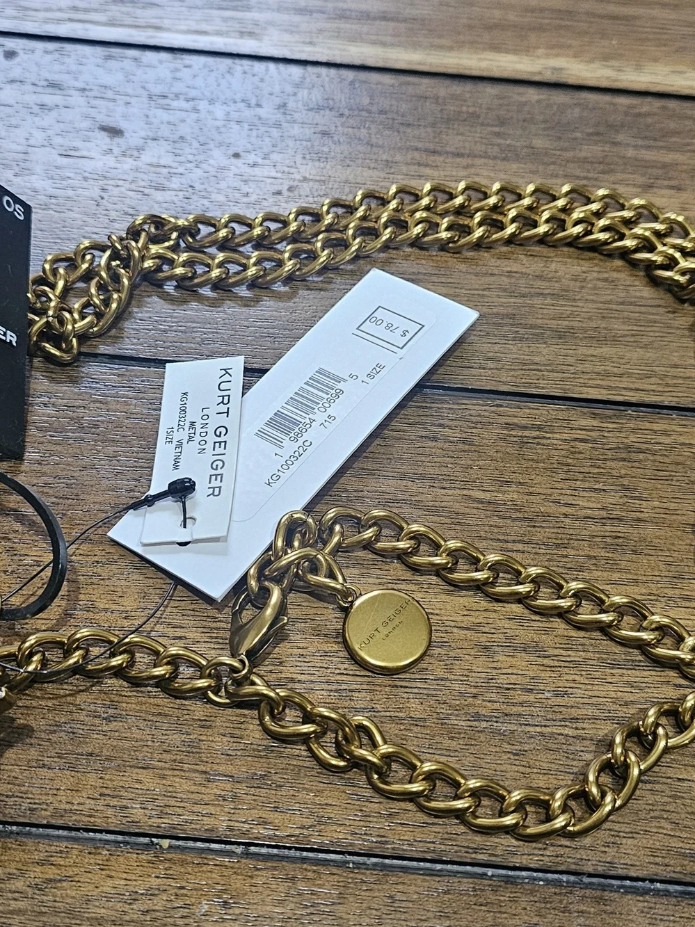 Kurt Geiger Gold-Tone Chain/Belt with Turquoise & Black Eye Pendant